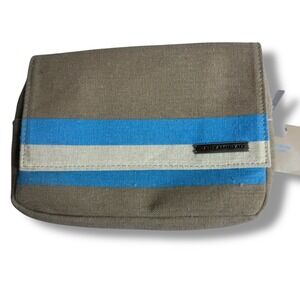 NWT JANTAMINIAU cosmetic Bag Striped Canvas Small Travel Bag